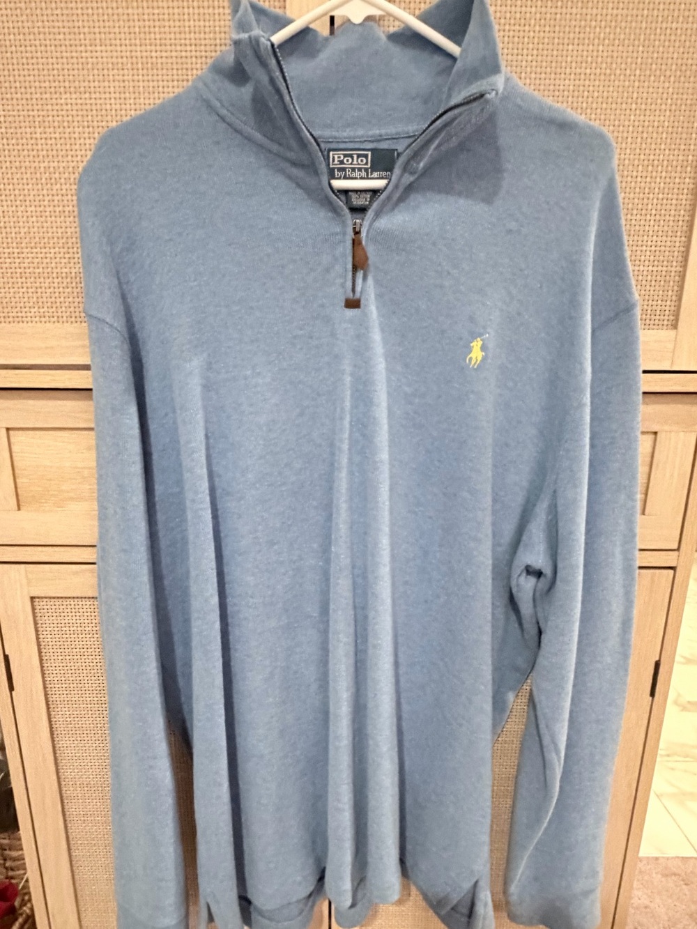 Ralph Lauren Sky Blue Half-Zip Sweater with Yellow Pony